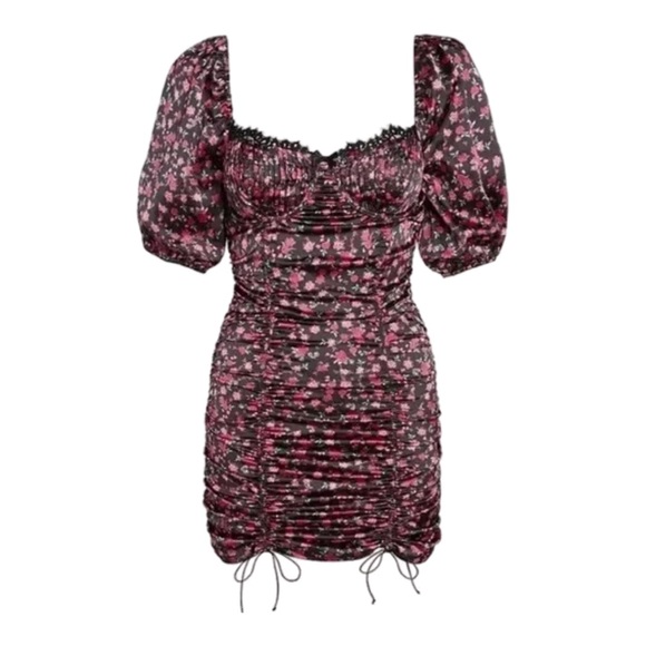 For Love & Lemons Melrose Satin Rose Mini Dress - Picture 5 of 8